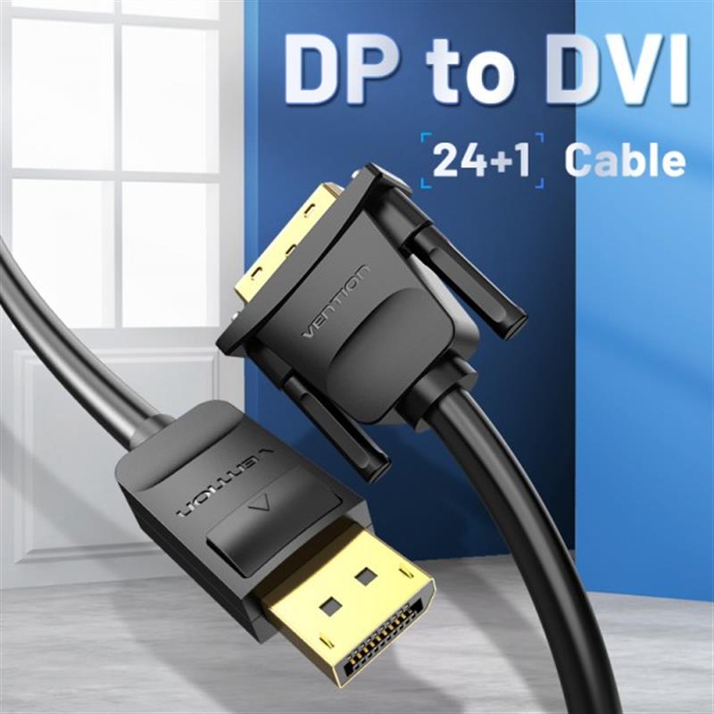 Кабель Vention DisplayPort - DVI (M/M), 2 м, Black (HAFBH)