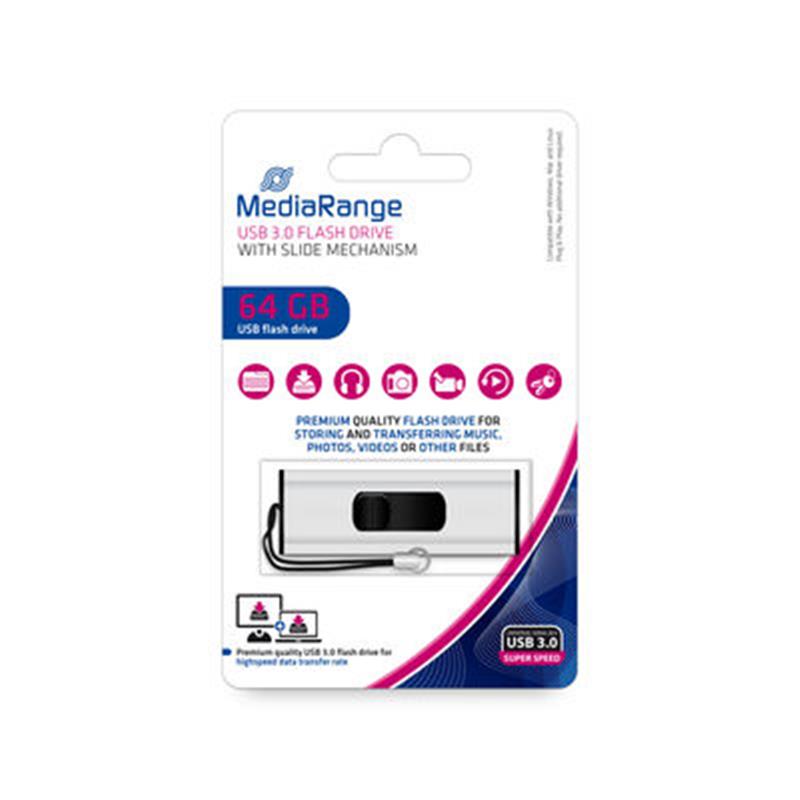 Флеш-накопичувач USB3.0 64GB MediaRange Black/Silver (MR917)