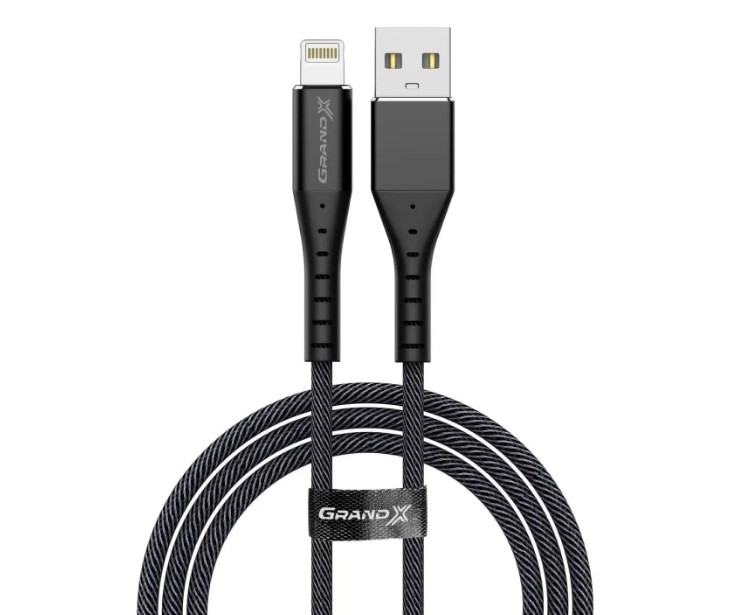 Кабель Grand-X USB - Lightning (M/M), 1.2 м, Black (FL-12B)