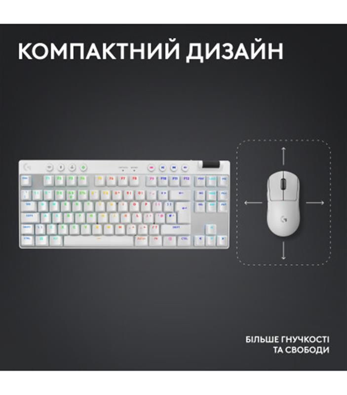 Клавiатура Logitech G PRO X TKL Lightspeed White Tactile (920-012148)