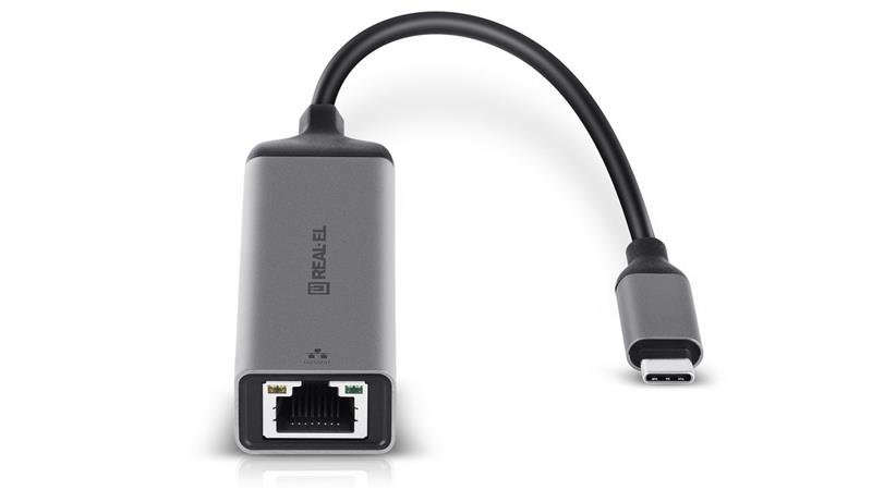 Адаптер REAL-EL CE-150 USB Type-C - RJ45 (M/F), 0.1 м, Black (EL123110004)