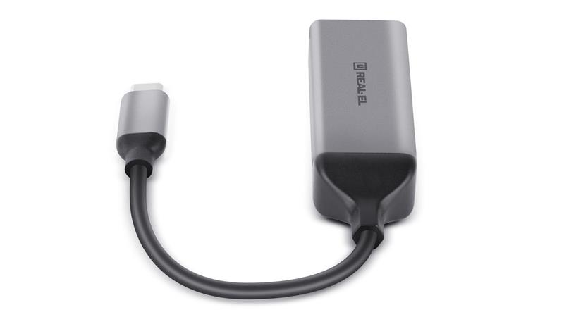 Адаптер REAL-EL CE-150 USB Type-C - RJ45 (M/F), 0.1 м, Black (EL123110004)