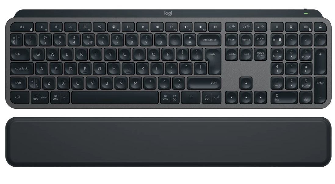 Клавiатура бездротова Logitech MX Keys S Plus Palm Rest Graphite (920-011589)