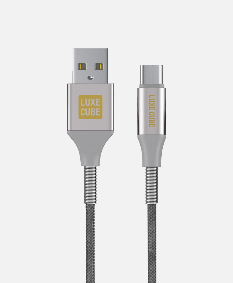 Кабель Luxe Cube Armored USB - USB Type-C, 1 м, сірий (8886668688949)