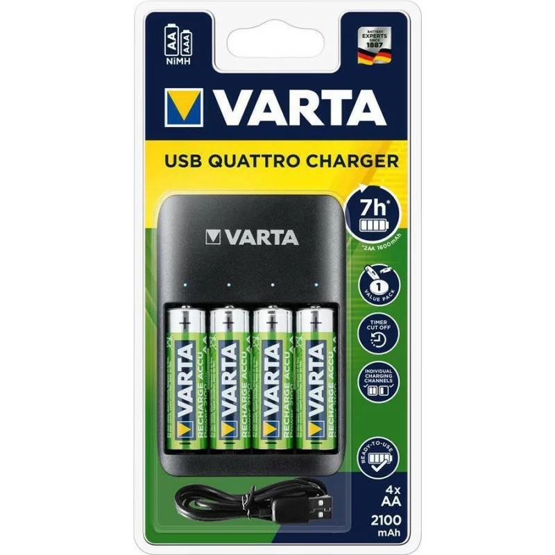 Зарядний пристрiй Varta Value USB Quattro Charger+4xAA 2100mAh (57652)