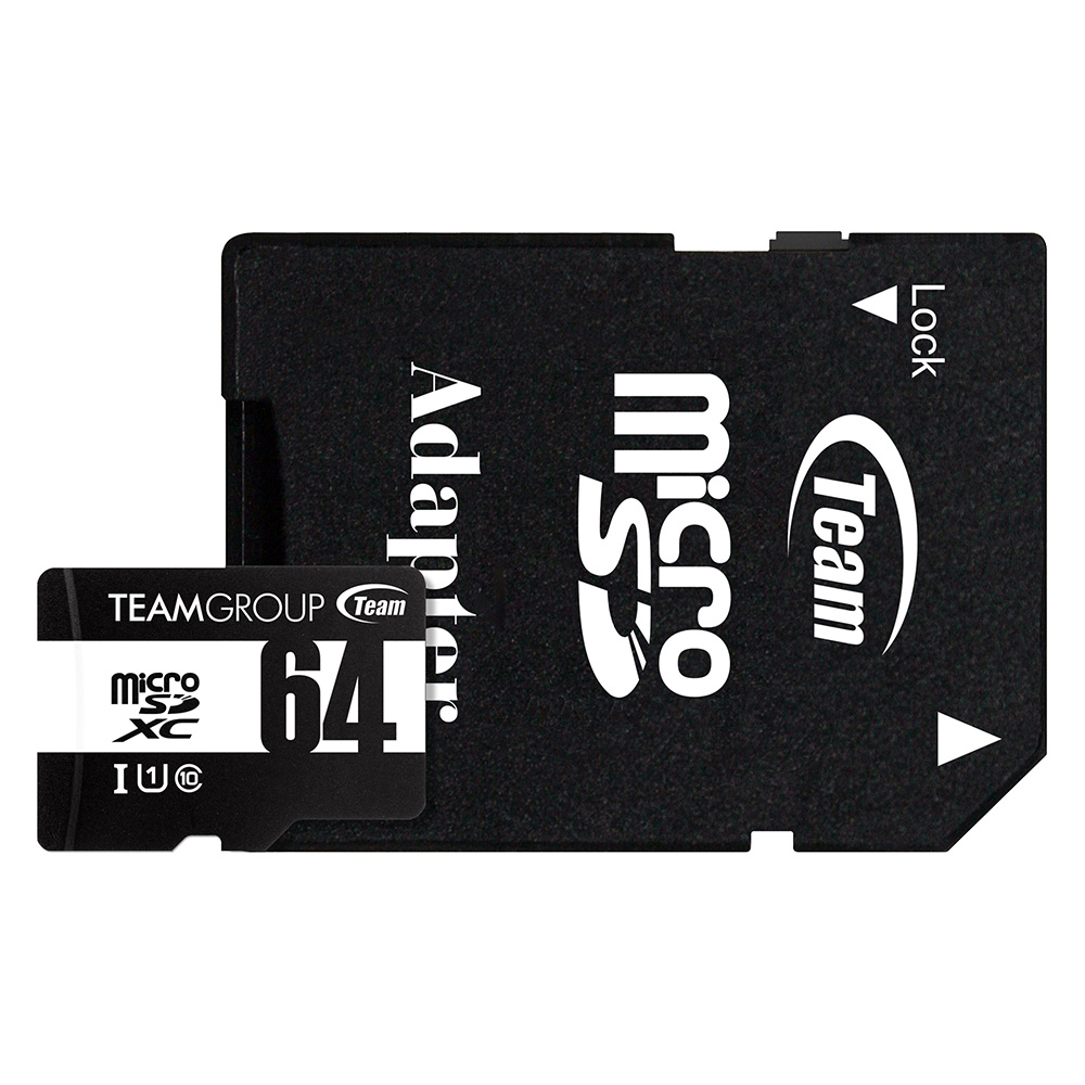 Карта пам`ятi MicroSDHC 64GB UHS-I Class 10 Team Black + SD-adapter (TUSDX64GCL10U03)