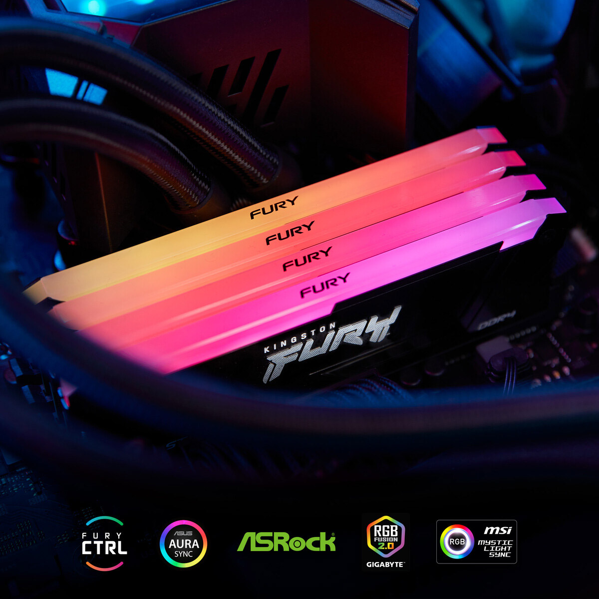 Модуль пам`яті DDR4 16GB/3200 Kingston Fury Beast RGB (KF432C16BB12A/16)