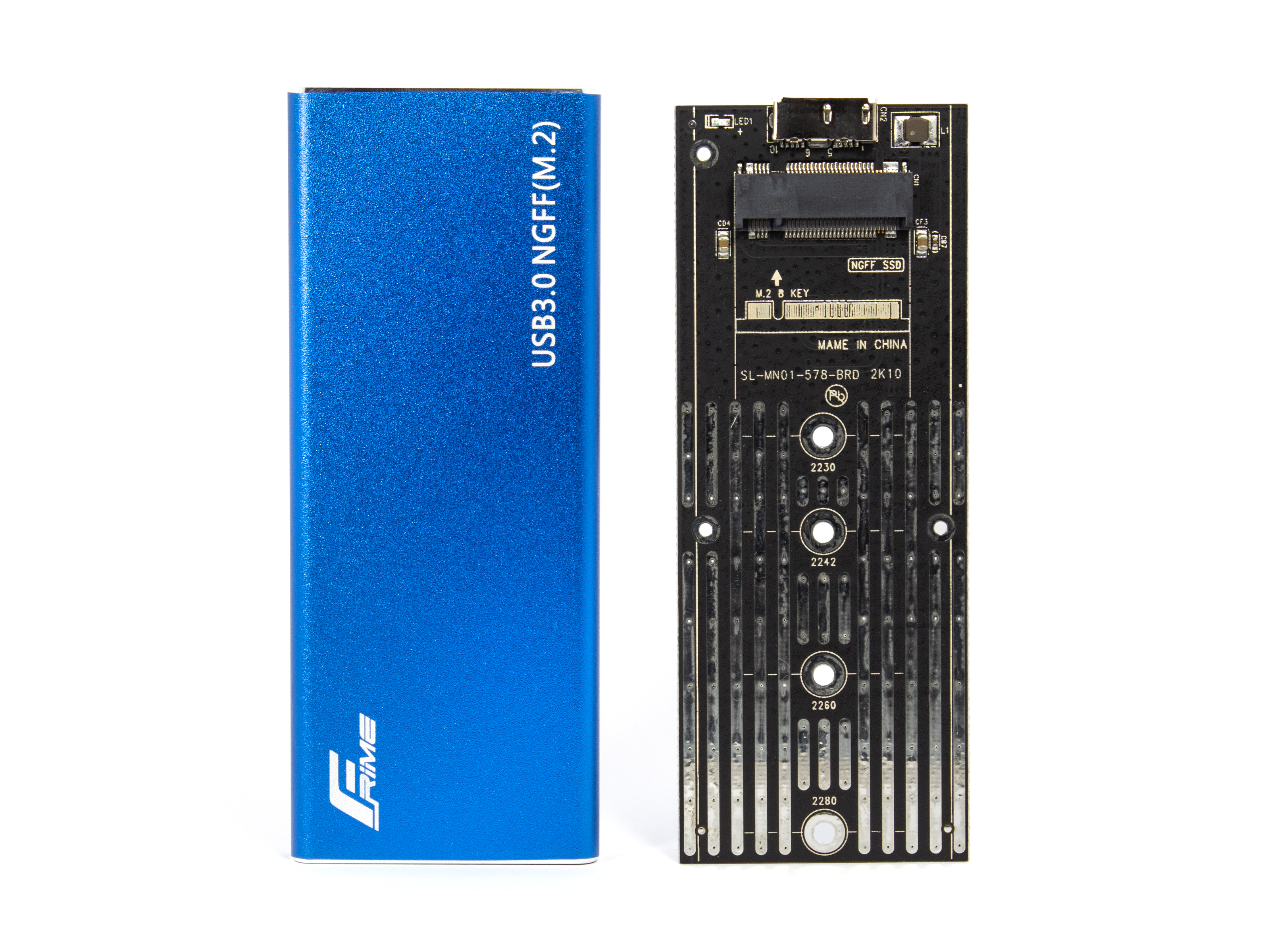 Зовнішня кишеня Frime M.2 NGFF SATA, USB 3.0, Metal, Blue (FHE202.M2U30)