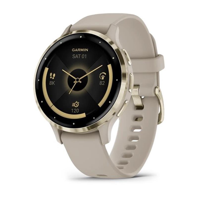 Смарт-годинник Garmin Venu 3s Soft Gold Stainless Steel Bezel with French Gray Case and Silicone Band (010-02785-52)