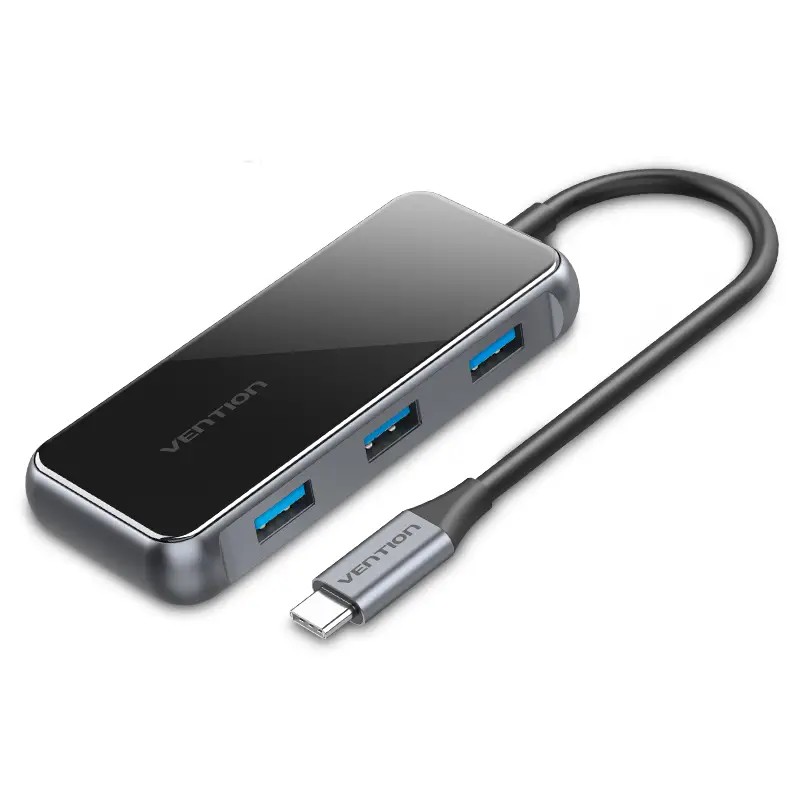 Концентратор Vention 5 в 1 Type-C-HDMI-USB-PD 3USB 3.0 4K 60Hz 87W 0.15m Black (TFBHB)