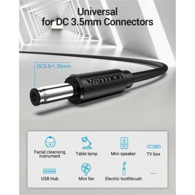 Кабель Vention USB - DC 3.5 мм (M/M), 1 м, Black (CEXBF)