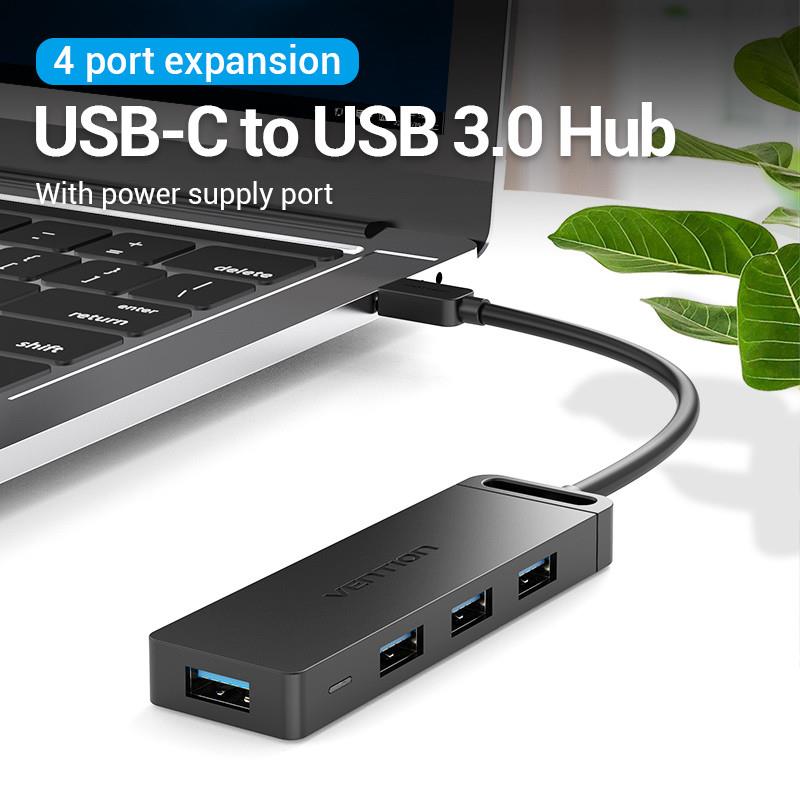 Концентратор Vention 4-Port з micro USB живленням 0.15M Black (TGKBB)