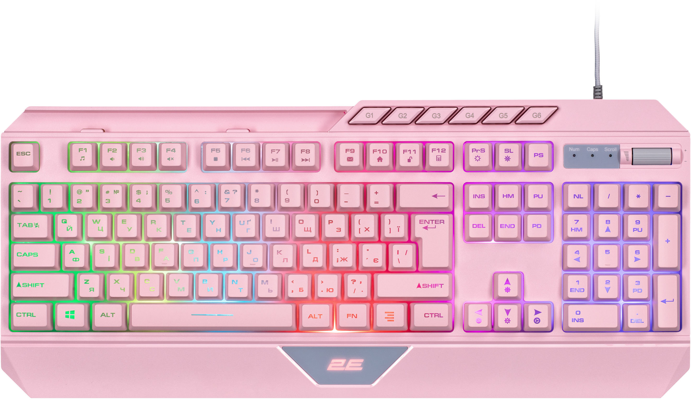 Клавіатура 2E Gaming KG315 RGB USB Pink Ukr (2E-KG315UPK)