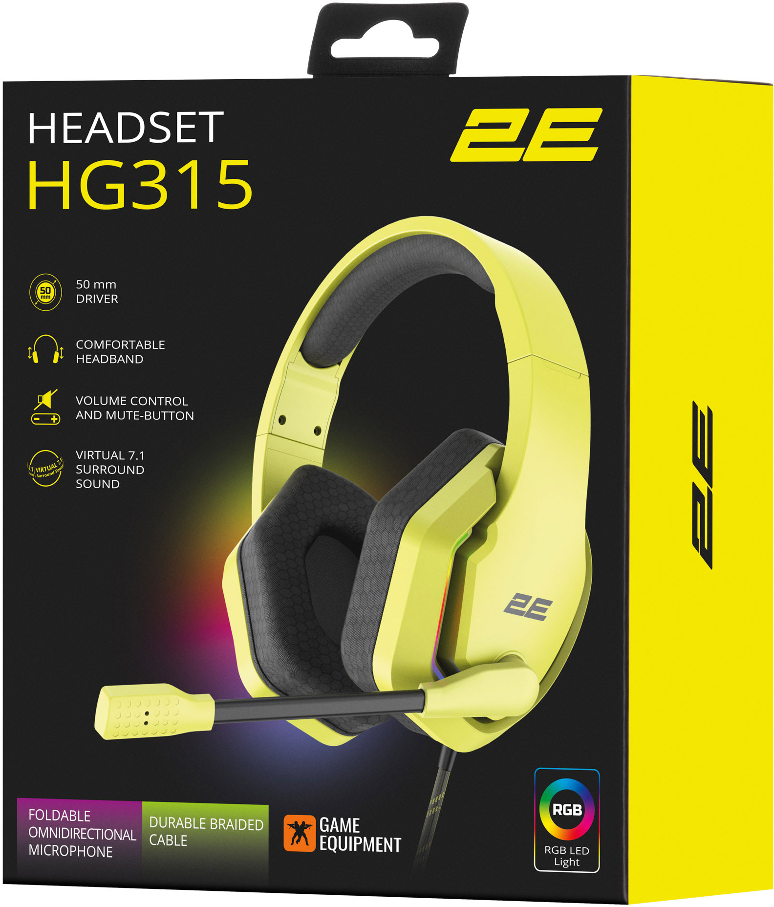 Гарнітура 2E Gaming HG315 RGB USB 7.1 Yellow (2E-HG315YW-7.1)