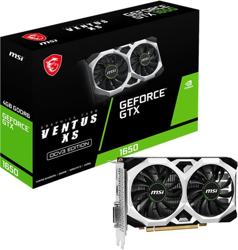 Відеокарта GF GTX 1650 4GB GDDR6 Ventus XS OCV3 MSI (GeForce GTX 1650 D6 VENTUS XS OCV3)