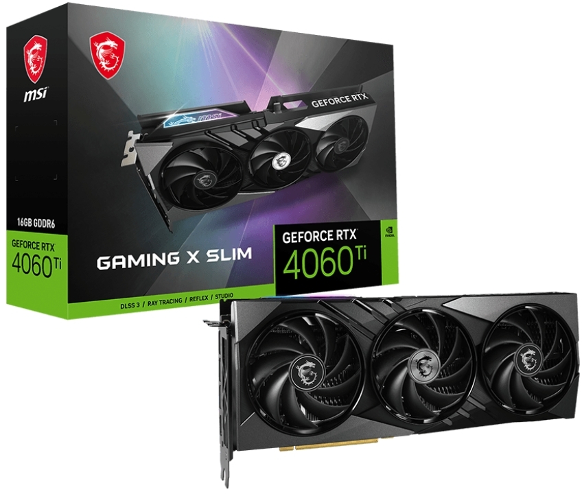 Відеокарта GF RTX 4060 Ti 16GB GDDR6 Gaming X Slim MSI (GeForce RTX 4060 Ti GAMING X SLIM 16G)