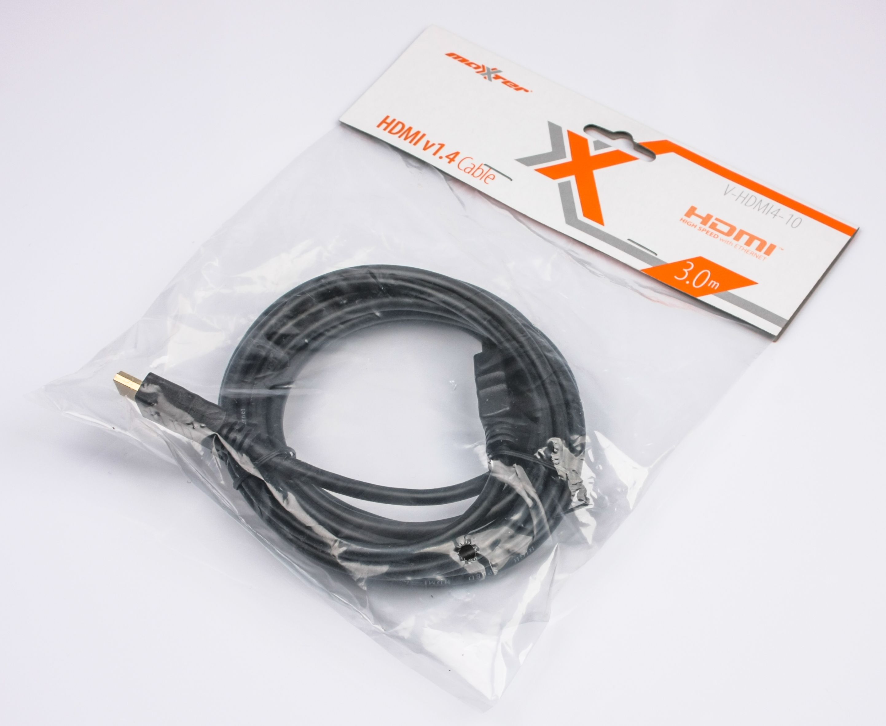 Кабель Maxxter HDMI - HDMI V 1.4 (M/M), 3 м, чорний (V-HDMI4-10) пакет