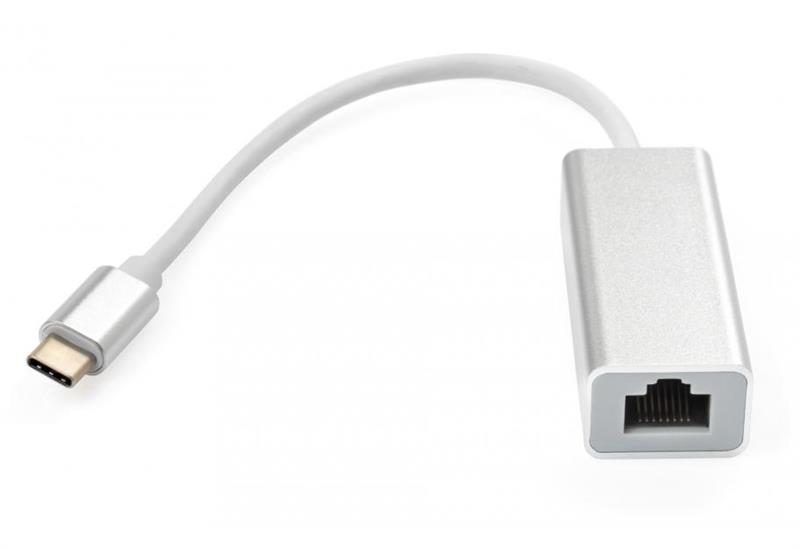 Адаптер Vinga USB Type-C - RJ-45 (M/F) Silver (VCPATC2GBLNS)