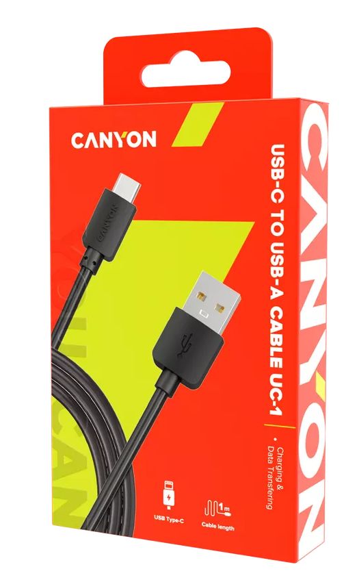 Кабель Canyon USB - USB Type-C (M/M), 1 м, Black (CNE-USBC1B)