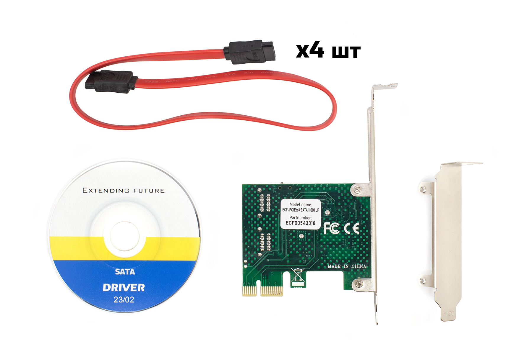 Контролер Frime (ECF-PCIEto4SATAIII001.LP) PCI-Ex1-4xSata III, ASM1061