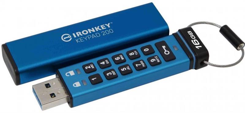 Флеш-накопичувач USB3.2 16GB Kingston IronKey Keypad 200 Type-A Blue (IKKP200/16GB)