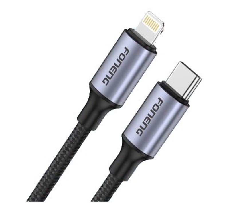 Кабель Foneng X95 Metal Head Braided Cable USB-C - Lightning PD20W, 1.2 м, Black (X95-CA-TCIP)