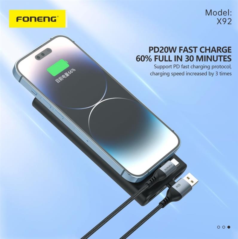 Кабель Foneng X92 4-in-1 (60W) USB/USB-C - USB-C/Lightning, 1 м, Black (X92-CA-FIO)