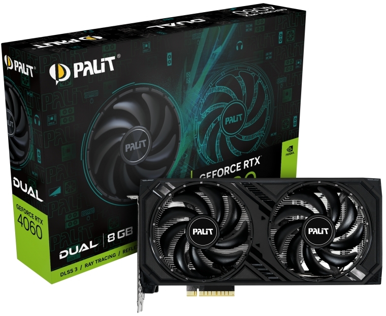 Відеокарта GF RTX 4060 8GB GDDR6 Dual Palit (NE64060019P1-1070D)