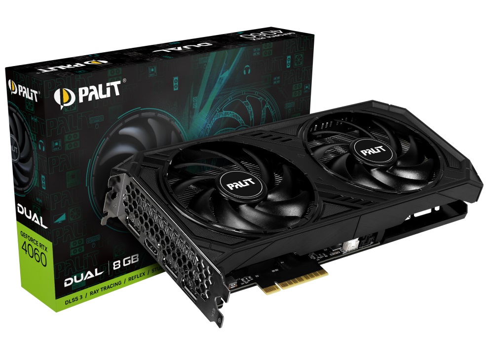 Відеокарта GF RTX 4060 8GB GDDR6 Dual Palit (NE64060019P1-1070D)