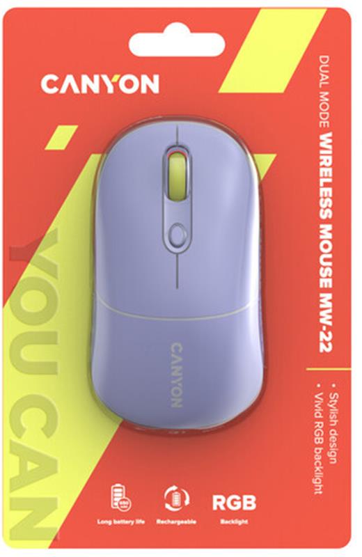 Миша бездротова Canyon MW-22 Dual Band RGB Wireless Mountain Lavender (CNS-CMSW22ML)