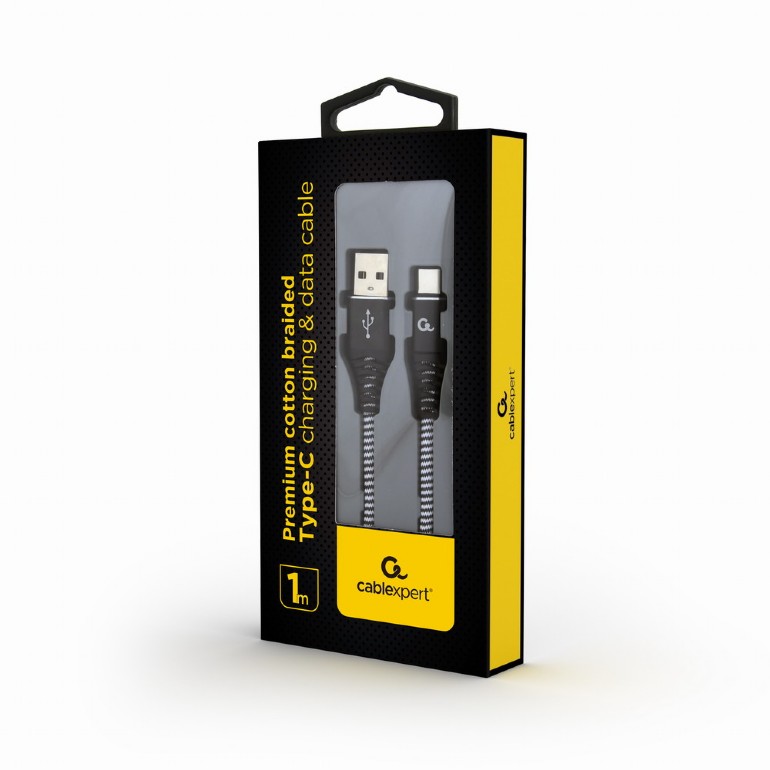 Кабель Cablexpert CC-USB2B-AMCM-1M-BW швидка зарядка чорний