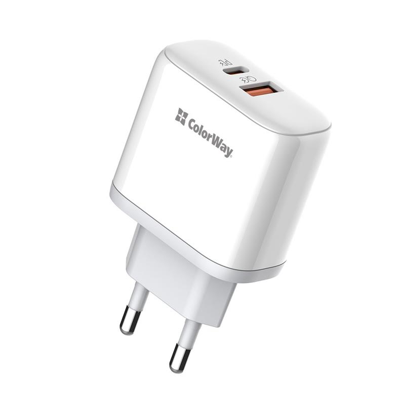 Мережевий зарядний пристрій ColorWay Power Delivery Port PPS USB (Type-C PD + USB QC3.0) (45W) White (CW-CHS042PD-WT)