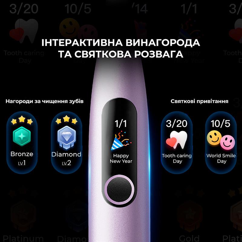 Розумна зубна електрощітка Oclean X Pro Digital Electric Toothbrush Purple (6970810553475)