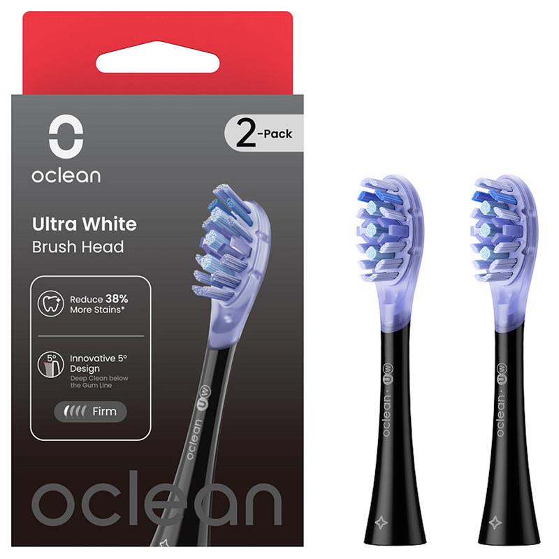 Насадка для зубної електрощітки Oclean UW02 B02 Ultra White Brush Head Black (2 шт) (6970810553550)