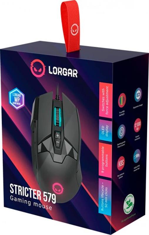 Миша Canyon Lorgar Stricter 579 RGB LCD USB Black (LRG-GMS579)