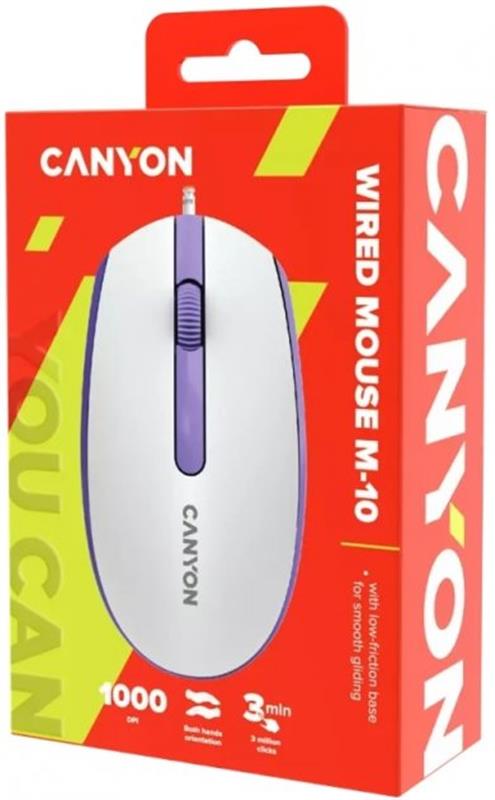 Миша Canyon M-10 USB White Lavender (CNE-CMS10WL)