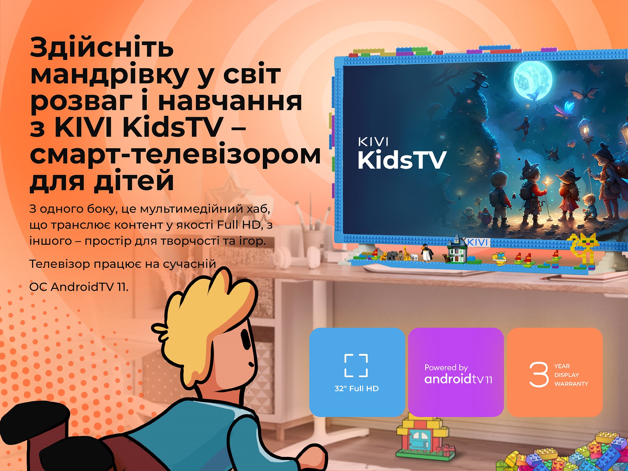 Телевiзор Kivi 32FKIDSTV