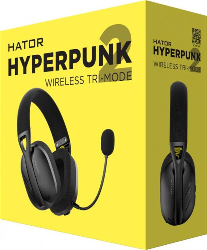 Bluetooth-гарнiтура Hator Hyperpunk 2 Wireless Tri-mode Black (HTA-855)