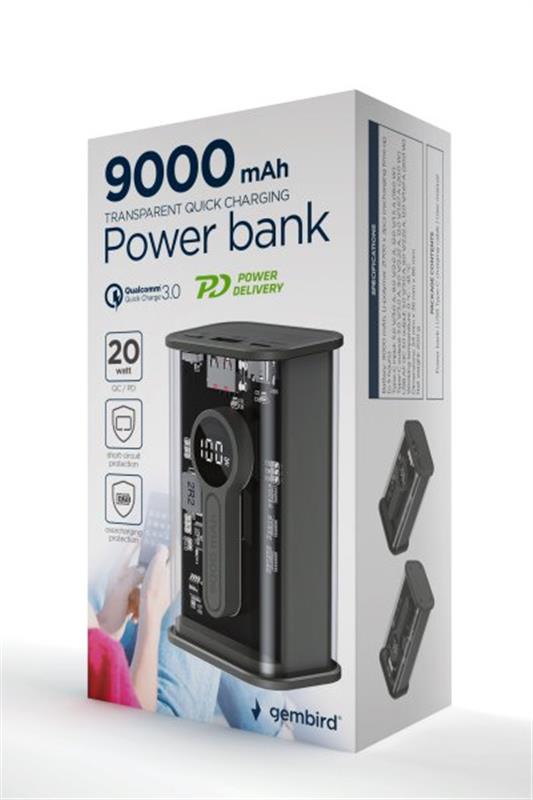Універсальна мобільна батарея Gembird 9000mAh Black (PB09-TQC3-01) Універсальна мобільна батарея Gembird 9000mAh Black (PB09-TQC3-01)