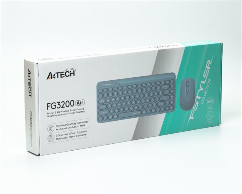 Комплект (клавіатура, мишка) бездротовий A4Tech Fstyler FG3200 Air Blue