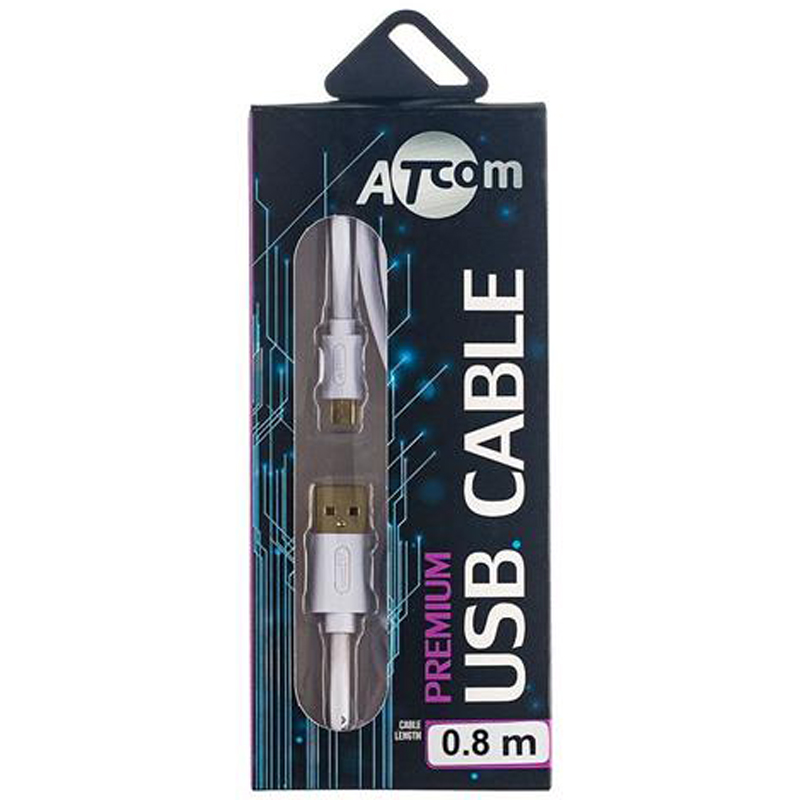 Кабель Atcom (16123) USB 2.0 AM/microUSB, 0.8м, білий
