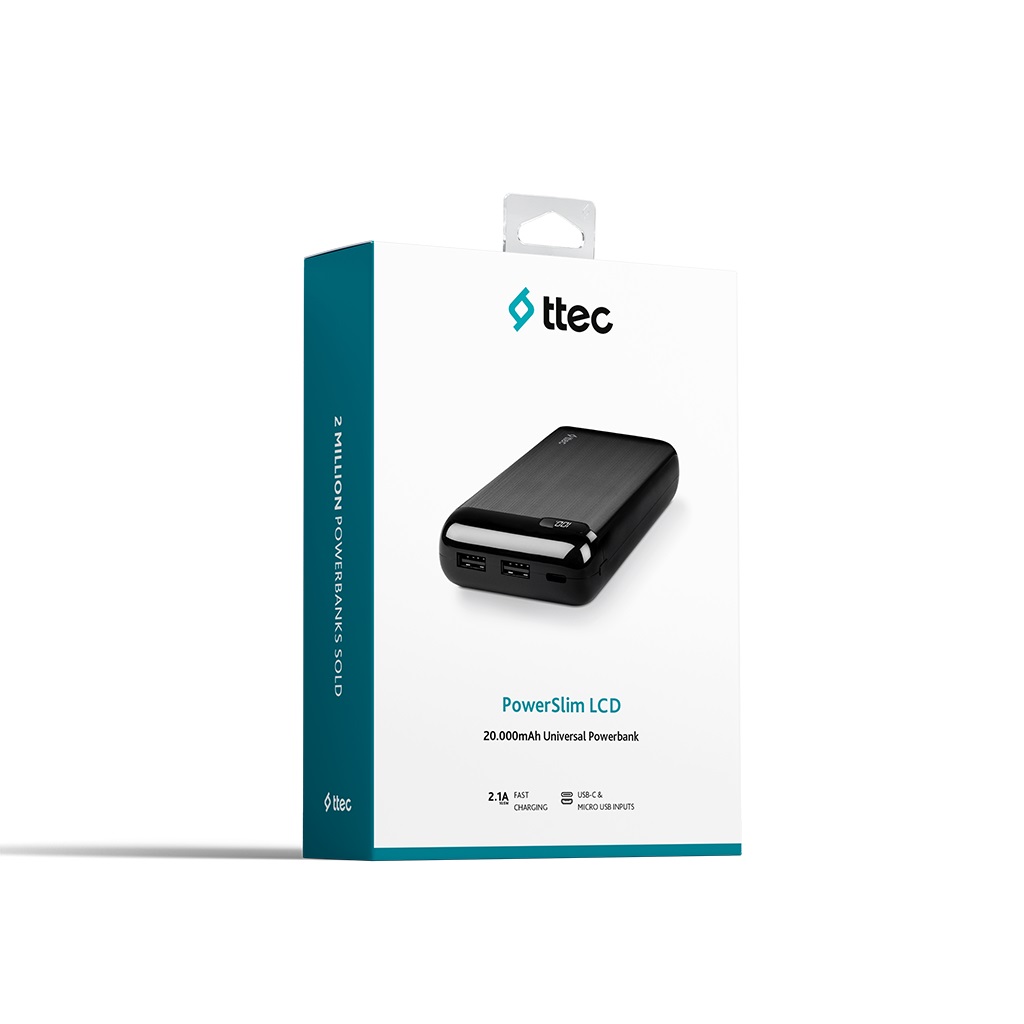 Універсальна мобільна батарея Ttec 20000mAh PowerSlim Black (2BB184S)