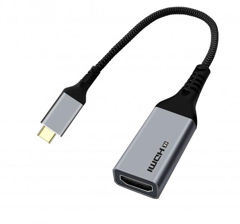 Перехідник Cablexpert USB Type-C - HDMI (M/F), 0.15 м, чорний/сріблястий (A-CM-HDMIF4K)