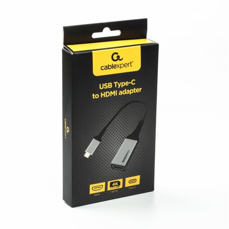 Перехідник Cablexpert USB Type-C - HDMI (M/F), 0.15 м, чорний/сріблястий (A-CM-HDMIF4K)