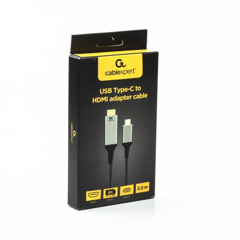 Кабель Cablexpert USB Type-C - HDMI (M/М), 2 м, чорний (A-CM-HDMIM8K-2M)