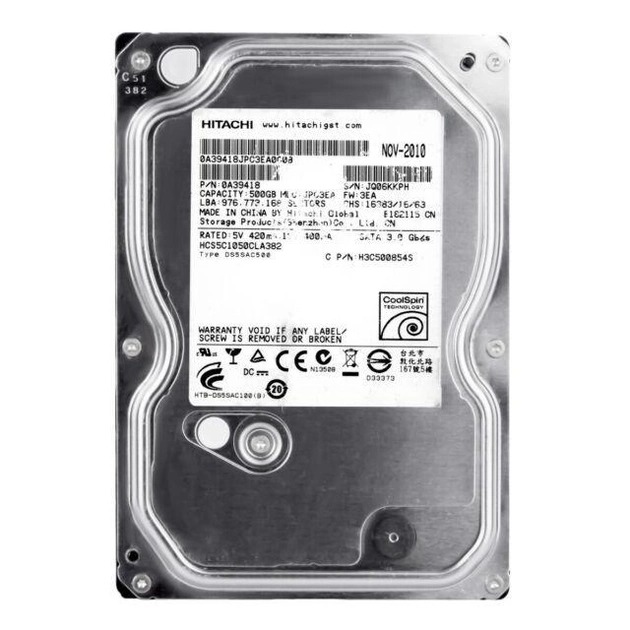 Накопичувач HDD SATA  500GB Hitachi (HGST) CinemaStar 5K1000 8MB (HCS5C1050CLA382) Refurbished