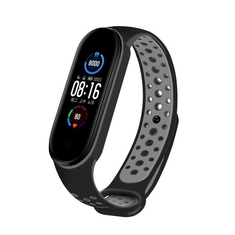 Ремінець BeCover Nike Style для Xiaomi Mi Smart Band 5/Mi Smart Band 6 Black-Gray (705151)