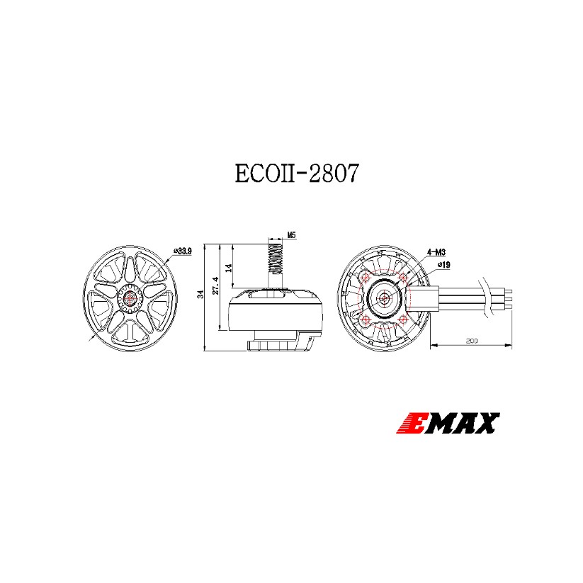 Двигун для дрона Emax ECO II 2807 1300KV (0101096021)