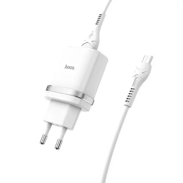 Мережевий зарядний пристрій Hoco C12Q (1USB, 3А) QC3.0 White (S23110) + кабель MicroUSB