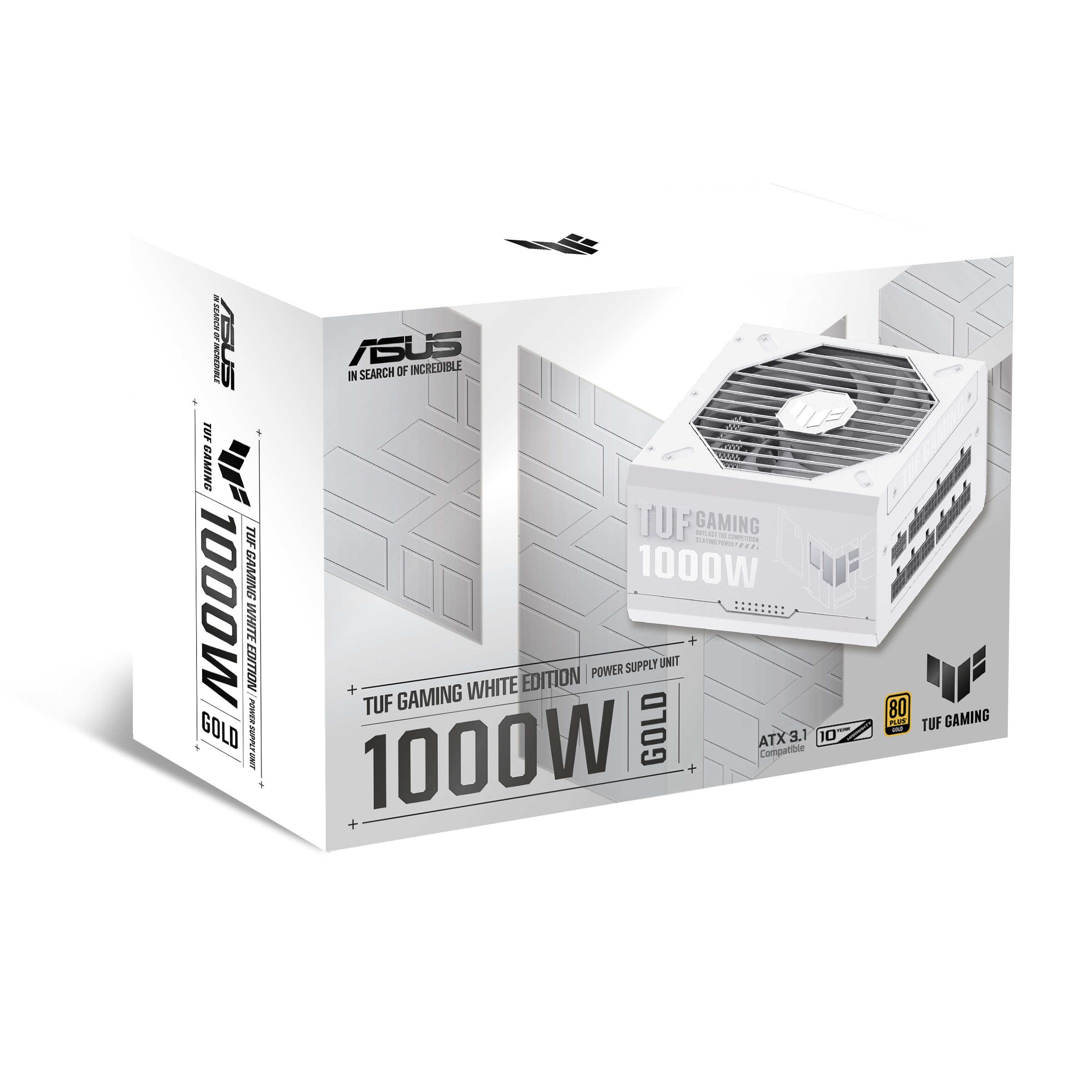 Блок живлення Asus TUF-GAMING-1000G-WHITE PCIE5 1000W Gold (90YE00S5-B0NA00)